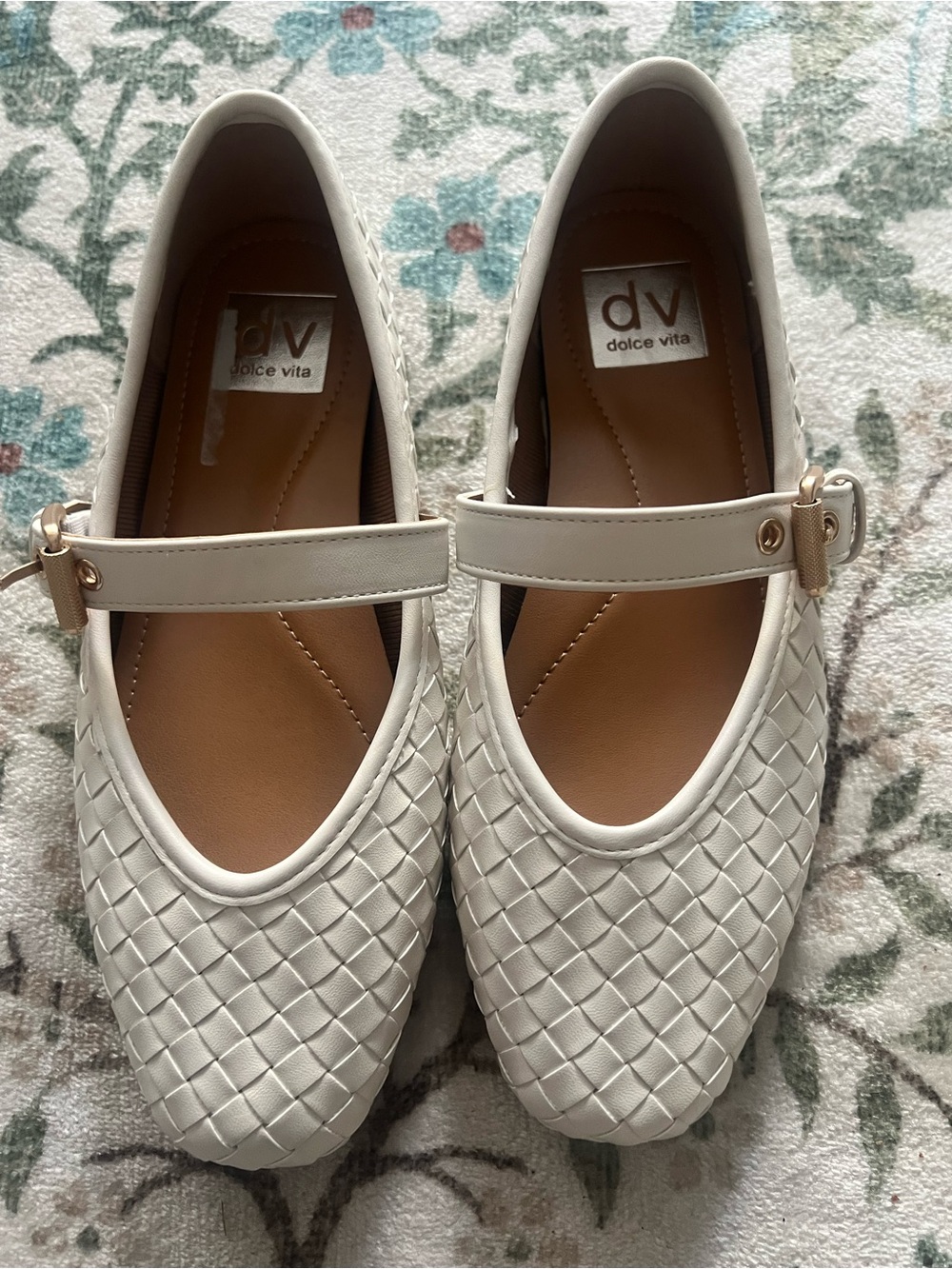 Dolce Vita Mulaney Woven Mary Jane Ballet Flats White Size 6